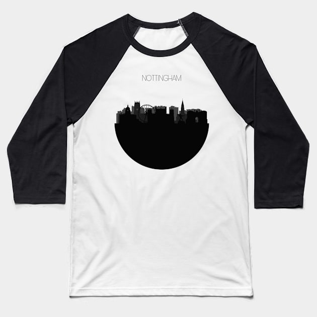 Nottingham Skyline Baseball T-Shirt by inspirowl